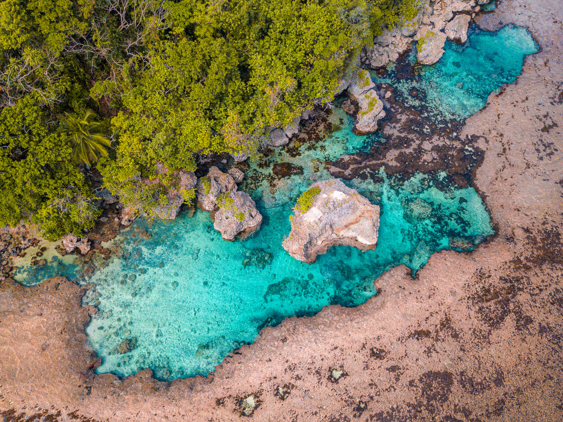 Aerial of Magpunko Rock Pools on Siargao, Philippines