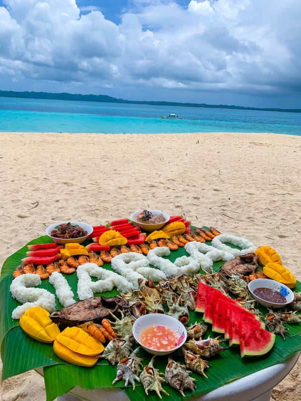 Lunch Served in the Seashore of Siargao in Philippines